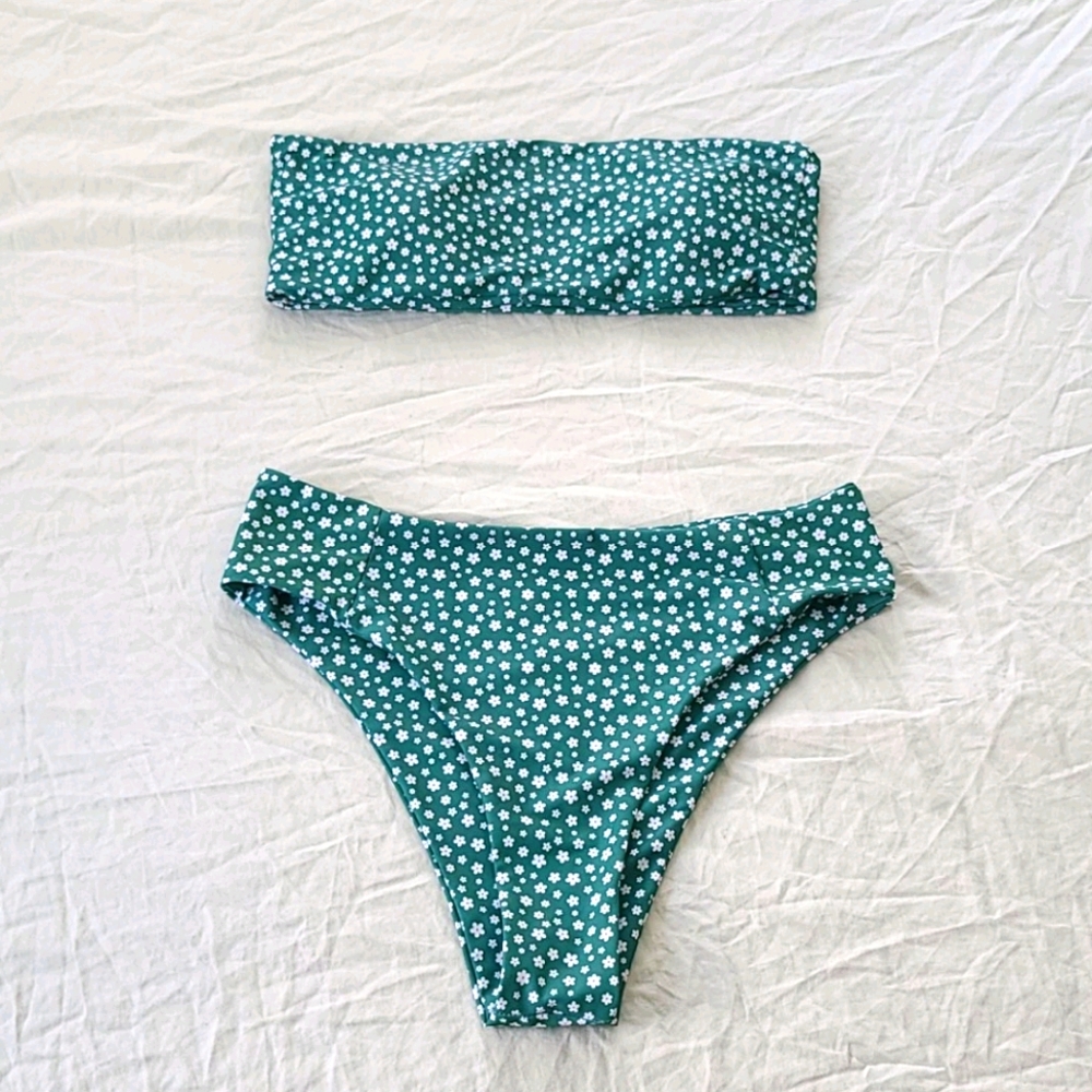 Shein Green Floral Bikini